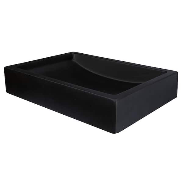 Eden Bath 22 in. Shallow Wave Concrete Rectangular Vessel Sink in Charcoal