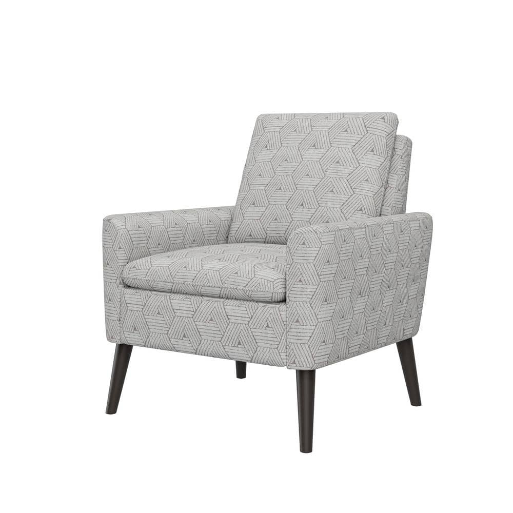 Mid-Century Modern Stone Honeycomb Fabric Accent Chair with Wood Legs