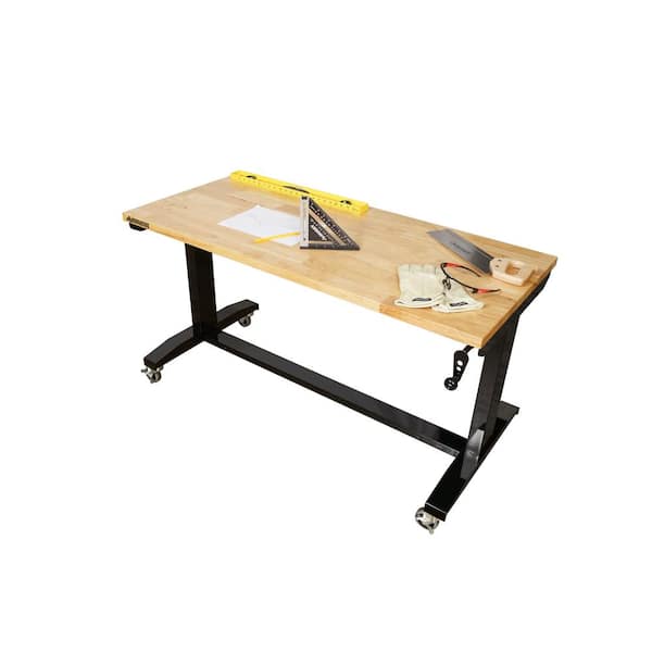 Husky 52 in. W x 24 in. D Adjustable Height Solid Wood Top