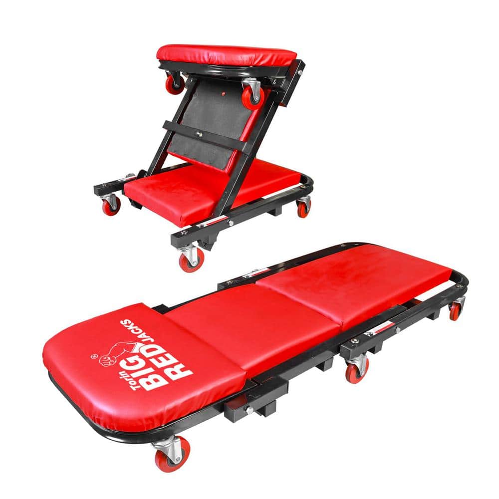 aktr×uncaged underdog setup XXXL Big Red 40 in. Foldable Z-Creeper Seat, 2-in-1 Garage/Shop