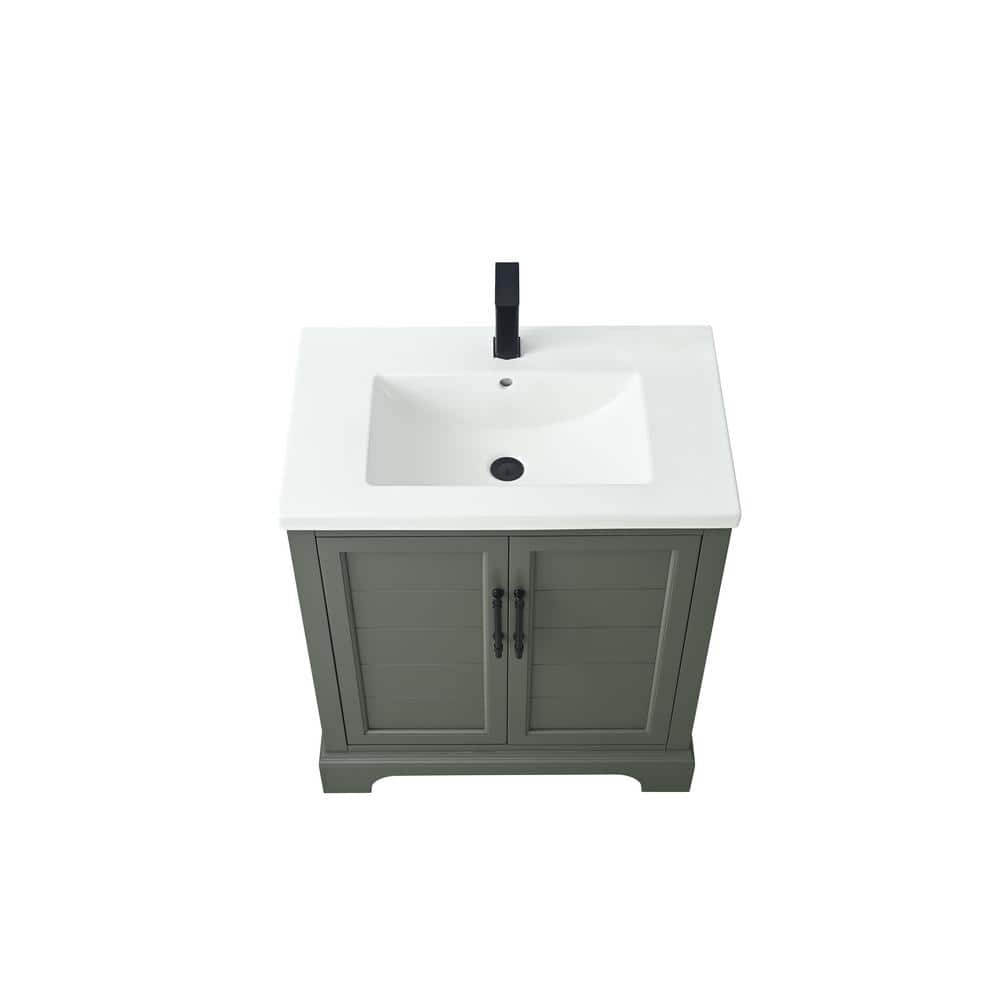 Vintage Green 30" Single Sink Bathroom Vanity with Ceramic Top