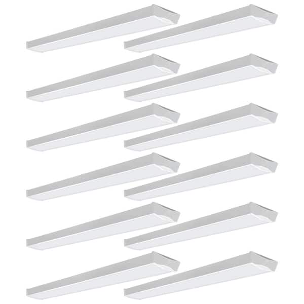 4 ft. 3600 Lumens 120-277V Integrated LED White Wraparound Light 40W Bright White 4000K Low Profile (12-Pack)