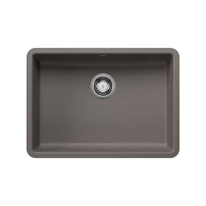 Precis Undermount Granite 25 in. x 18 in. Single Bowl Kitchen Sink in Volcano Gray