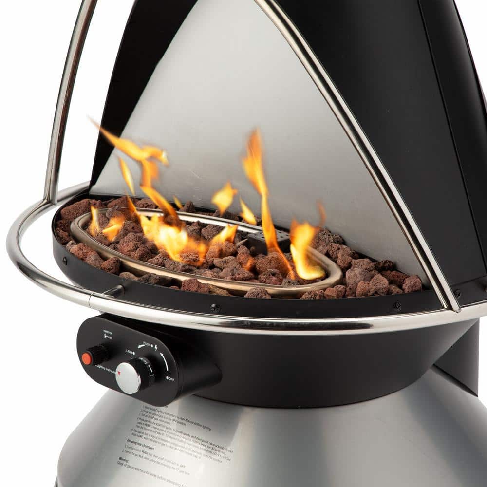 Cuisinart Black and Stainless Steel Chimenea Propane Fire Pit