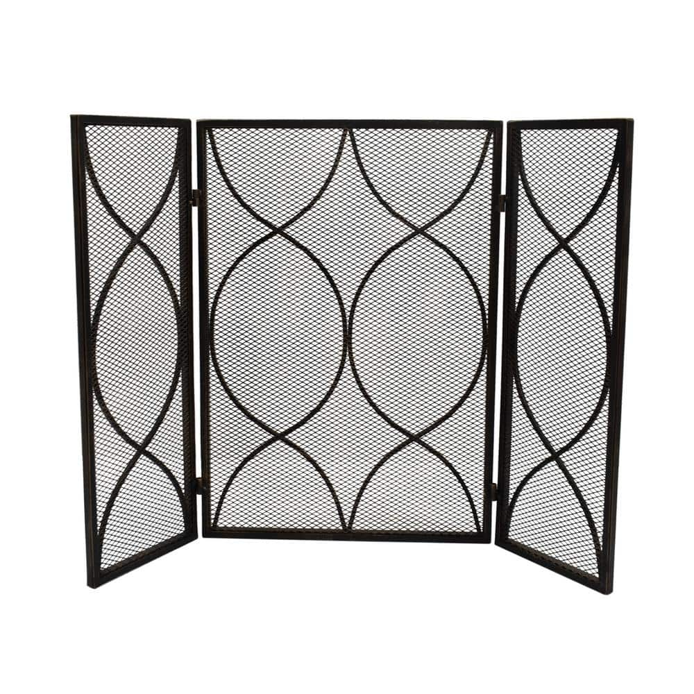 Noble House Pleasants Modern Black and Gold Three Panel Iron Fire ...