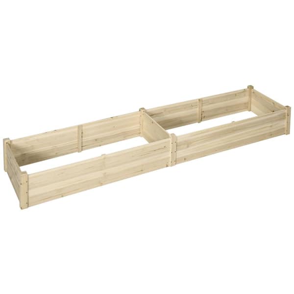 Unbranded 8x2ft Wooden Raised Garden Bed Kit, Elevated Planter with 2 Boxes, Self-Draining Bottom for Vegetables, Herbs, Flowers