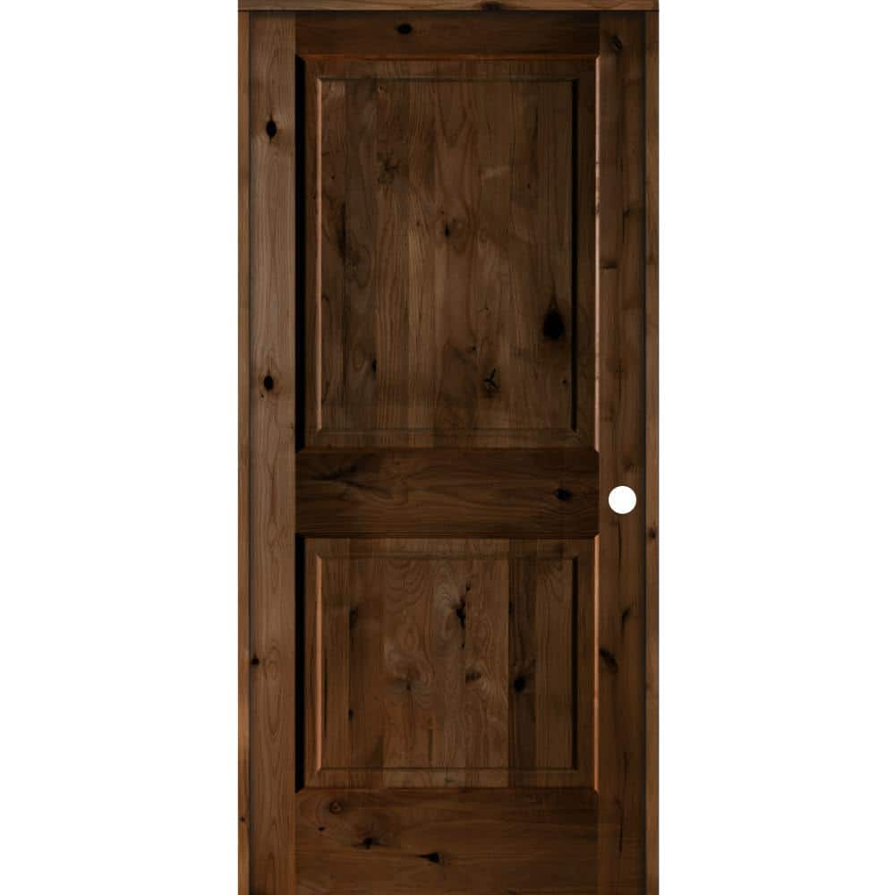 Krosswood Doors 36 in. x 80 in. Rustic Knotty Alder 2 Panel Left-Handed ...