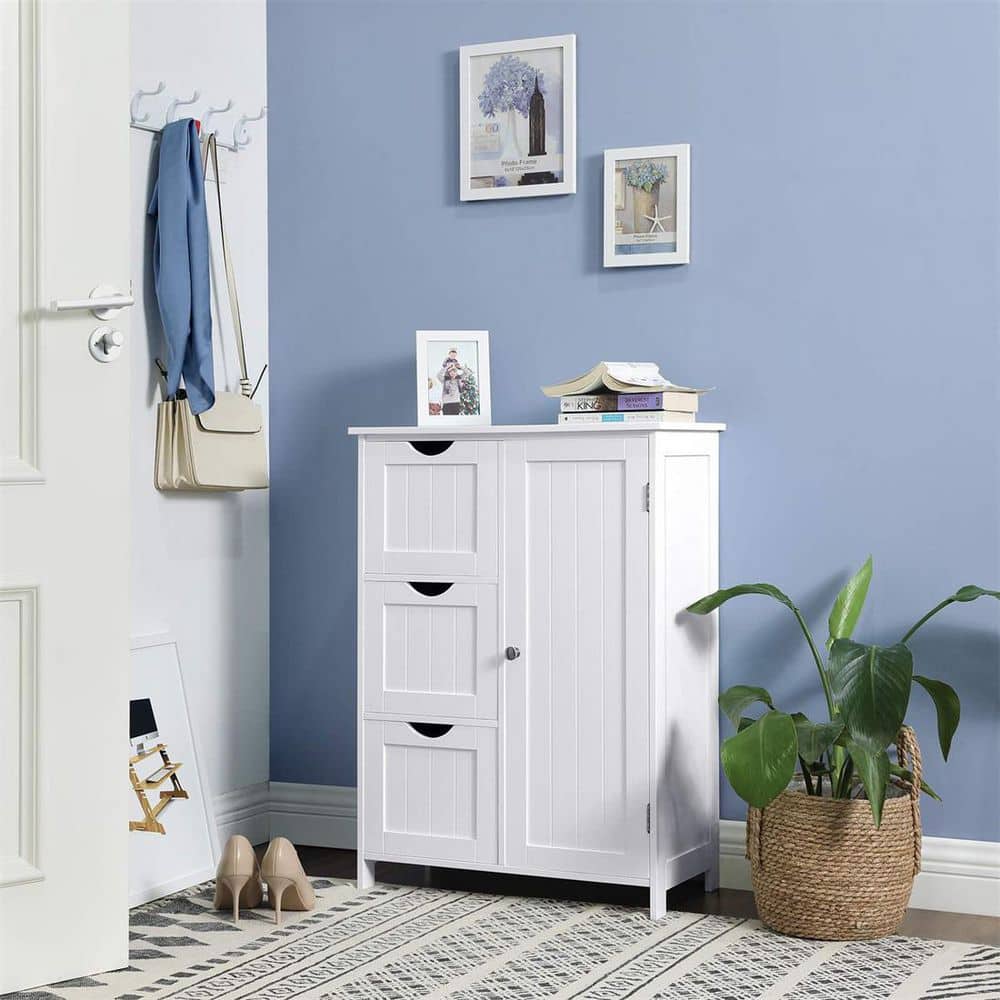 White MDF Living Room Cabinet with Adjustable Shelving