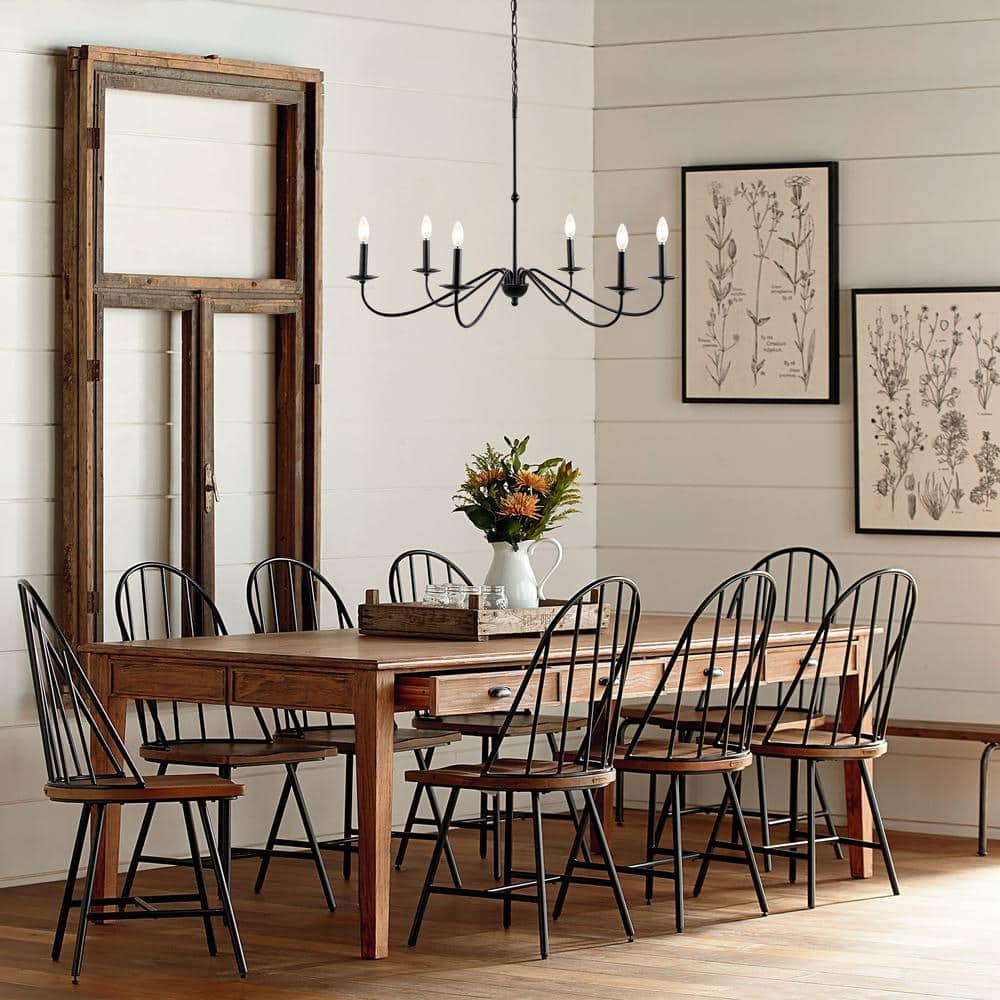 Wicklow 34.75" Oil Rubbed Bronze Iron 6-Light Candle Chandelier