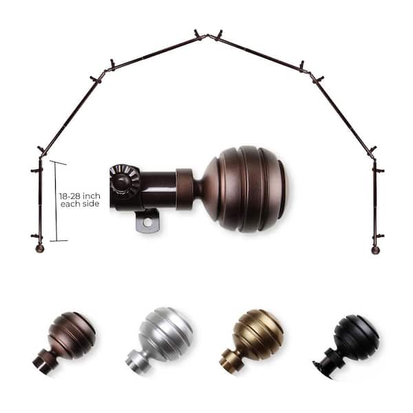 13/16" Poise 6-Sided Bay Window Curtain Rod (18-28 inch each side)-Cocoa