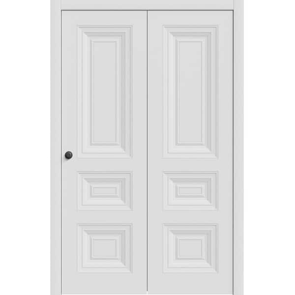 7233 56 in. x 96 in. Sold Core White Color Wood Bi-fold Door with Hardware