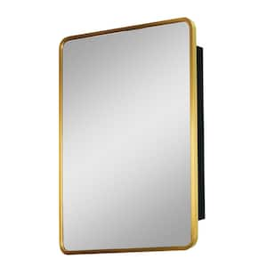 24 in. W x 30 in. H Gold Rectangular Metal Framed Recessed/Surface Mount Medicine Cabinet with Mirror