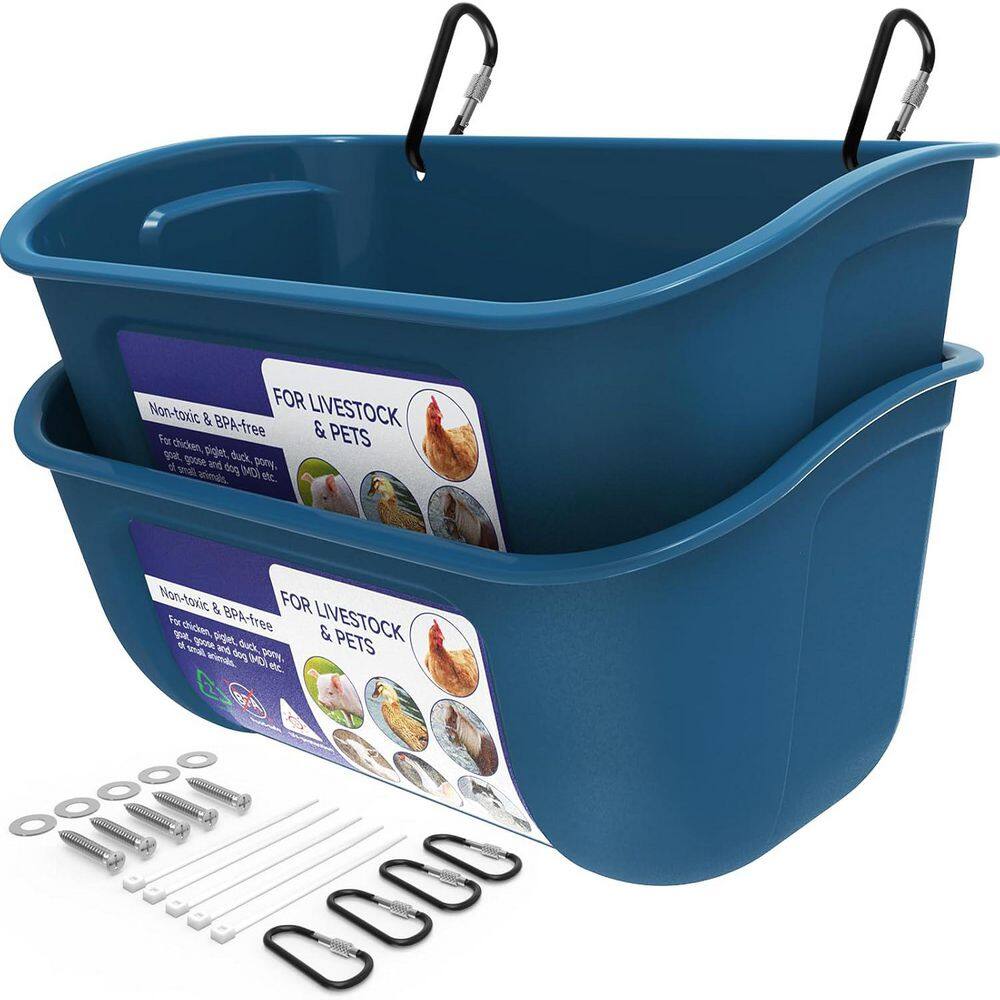 Hanging or Screw-in Fence Feeder with Clips 5 qt. Goat Feeder Supplies Livestock Poultry Trough Bucket Blue 2 Pack price history on PriceWatchPro