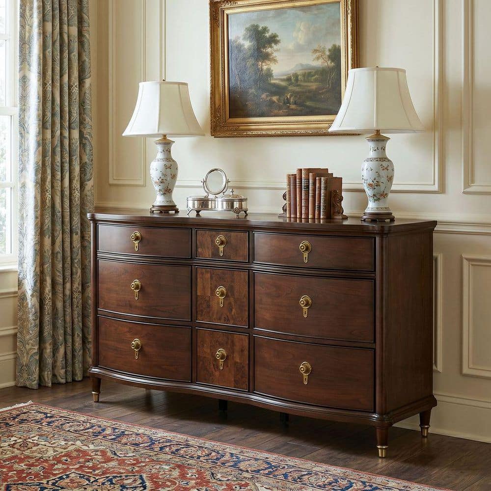 Furniture of America Whitney Dark Cherry 9-Drawer 66 in. Dresser