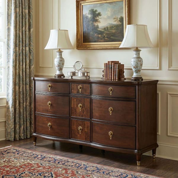 mahogany dresser Carved Raised Panel style posts that enhance the decorative edge Esparanza Dresser (Brown Cherry) by