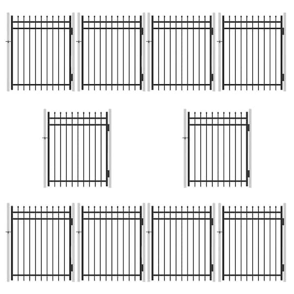 Fencer Wire 4 ft. x 5 ft. Pointed Pinnacle Anti-Rust Metal Fence Gate, Decorative Garden Gate (Pack of 10)
