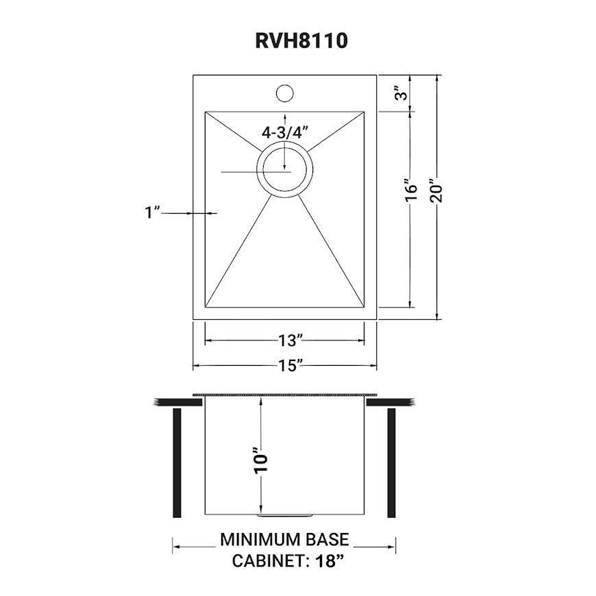 Ruvati 15 x 20 Inch Stainless Steel Drop-In Bar Prep Sink