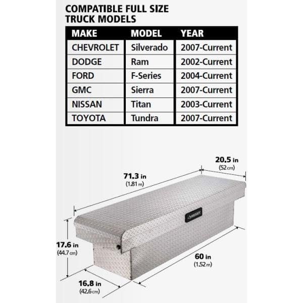 71.36 in. Diamond Plate Aluminum Full Size Crossbed Truck Tool Box