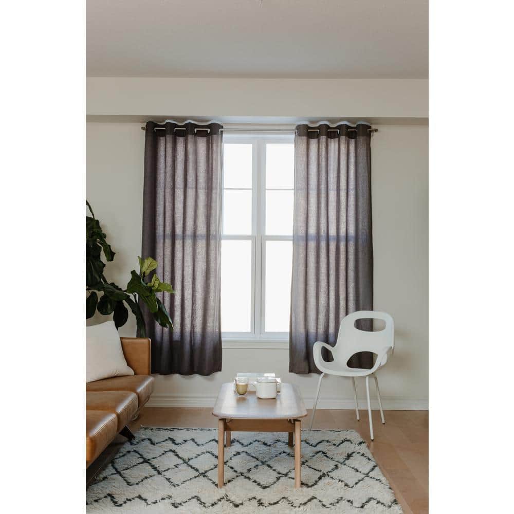 Matte Nickel Adjustable Single Curtain Rod, 146.5"