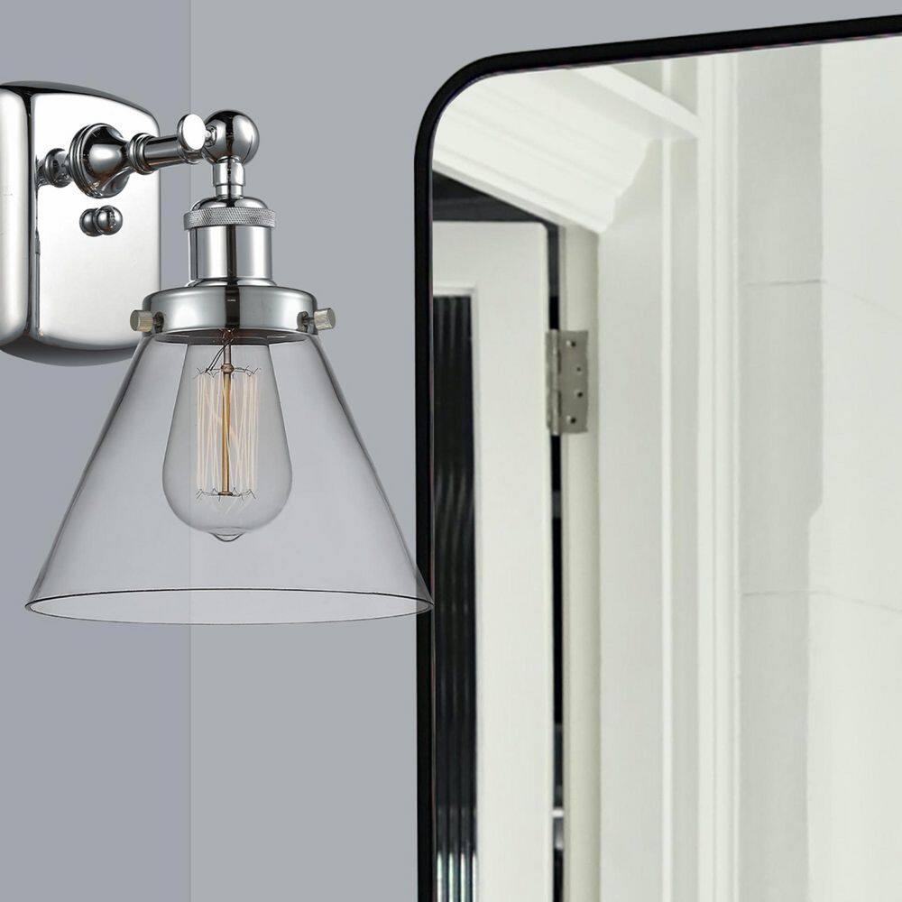 Cone 1-Light Polished Chrome Wall Sconce with Clear Glass Shade price history on PriceWatchPro