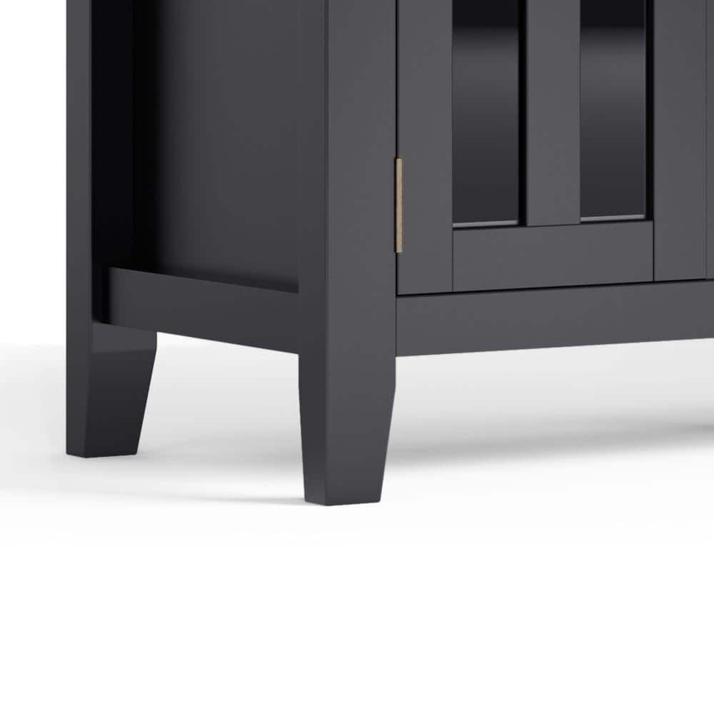 Artisan Black Solid Wood 72" TV Media Stand with Cabinets