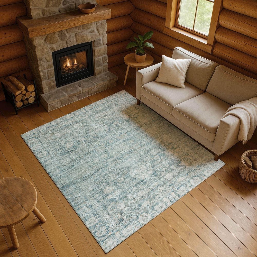 Mayfield Premium Machine Washable Abstract AMF1744 Teal 10 ft. x 14 ft. Area Rug price history on PriceWatchPro