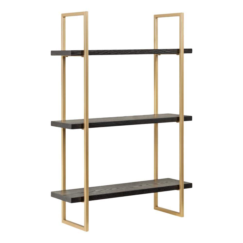 Kate and Laurel Leigh 20 in. W x 7 in. D Black Wood Accent Shelf ...