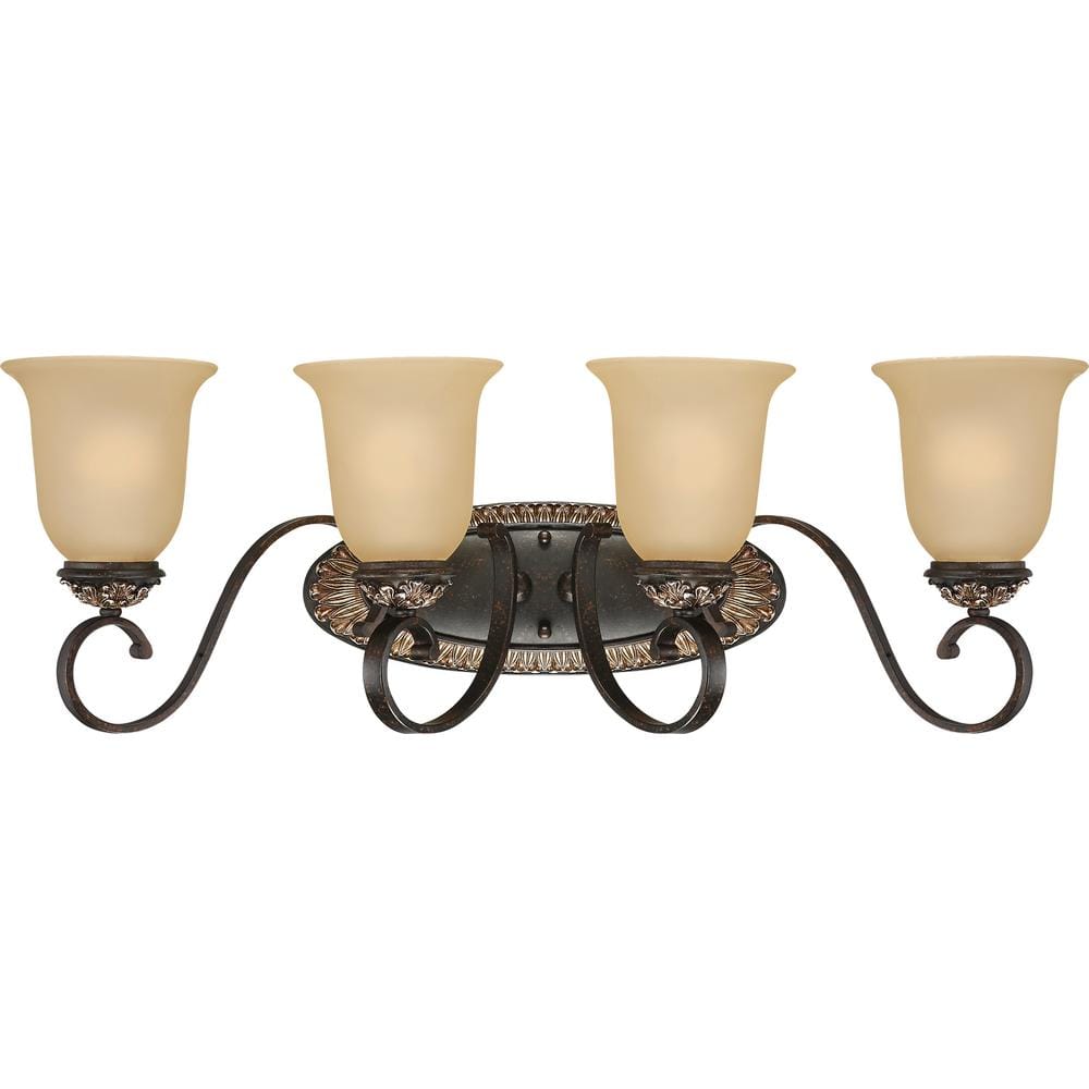 Volume Lighting Bristol 4 Light Indoor Vintage Bronze With Antique Gold Bath Or Vanity Wall 8485