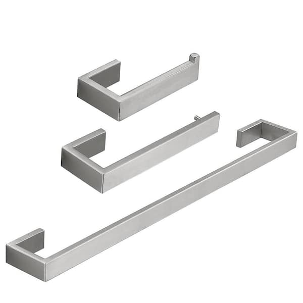 Wall Mounted 3-Piece Bath Hardware Set with Towel Bar Hand Towel Holde Toilet Paper Holder in Brushed Nickel