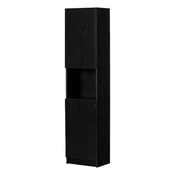 South Shore Arum Black Oak 71.5 in. Accent Cabinet Office Storage with 5-Shelf