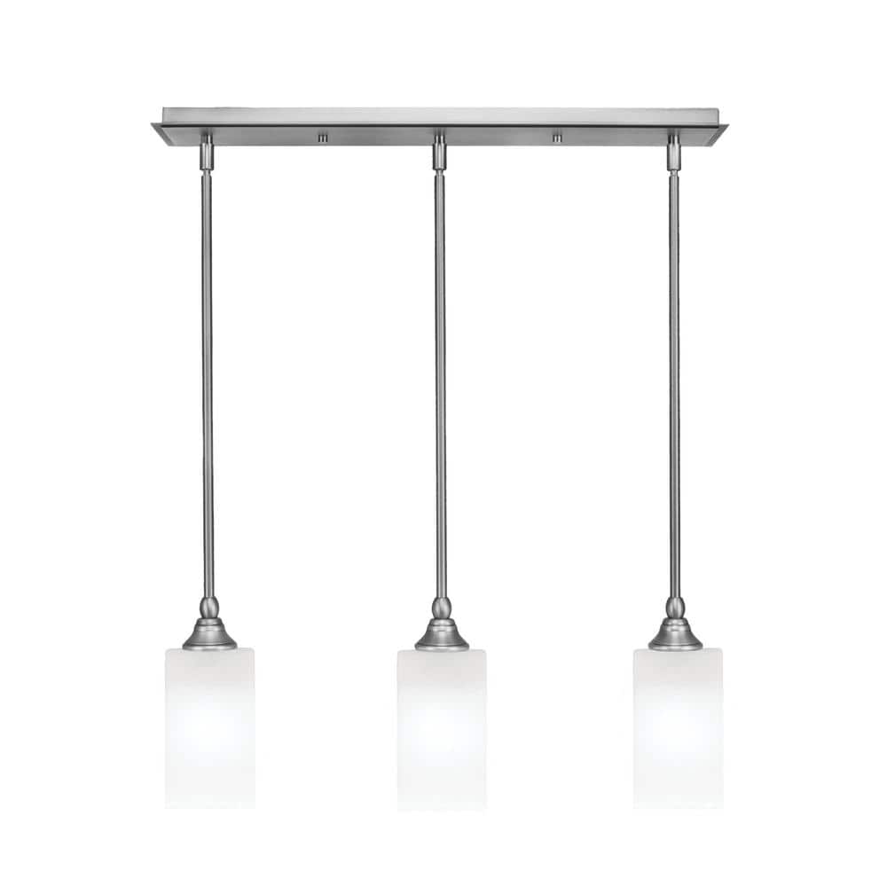 Livingston 100-Watt 3-Light Nickel Shaded Pendant Light with 3.5 in. White 