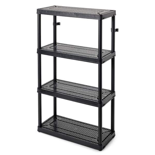 Black 3-Tier Plastic Garage Storage Shelving Unit (32 in. W x 14 in. H x 55 in. D)