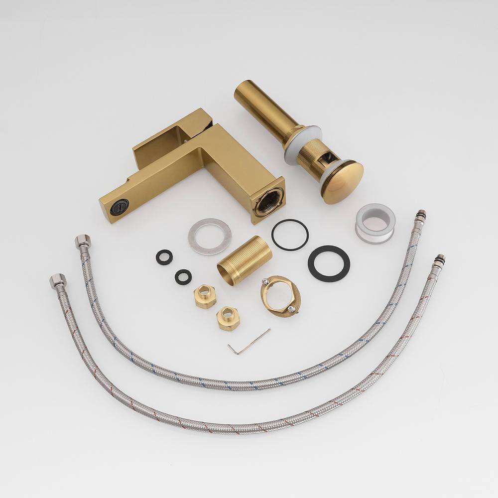 Brushed Gold Stainless Steel Single Handle Bathroom Faucet