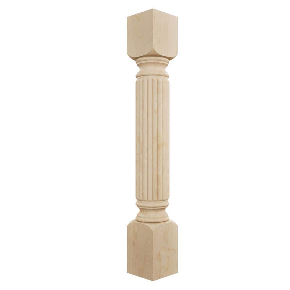 Alder Painted Traditional Reeded Cabinet Column, 35.5"