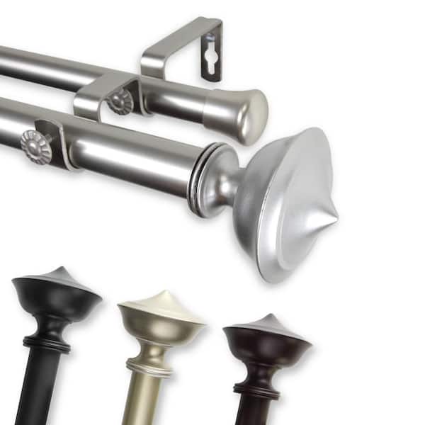 Rod Desyne Leopold 160 in. - 240 in. 1 in. Double Curtain Rod in Mahogany