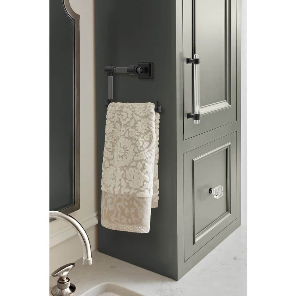 Clear and Matte Black Wall Mounted Towel Ring