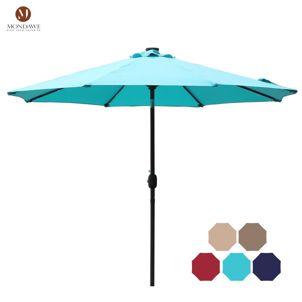 9 ft. Aluminum Market Patio Umbrella Crank and Tilt LED Outdoor Umbrella in Light Blue price history on PriceWatchPro