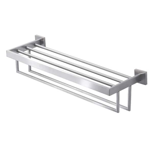 24 in. Stainless Steel Wall Mounted Towel Rack with Double Towel Bars for Bathroom in Brushed Nickel
