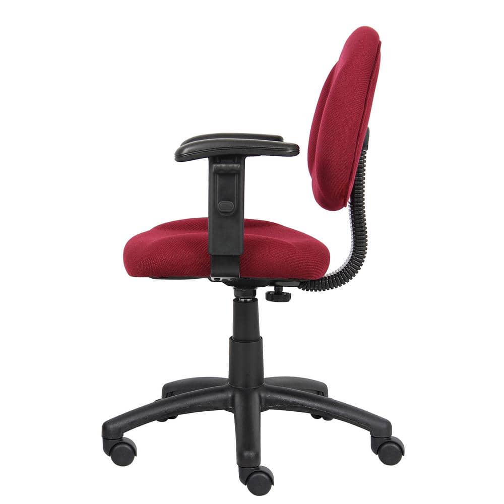 Ergonomic Executive Swivel Chair in Rich Burgundy with Adjustable Arms