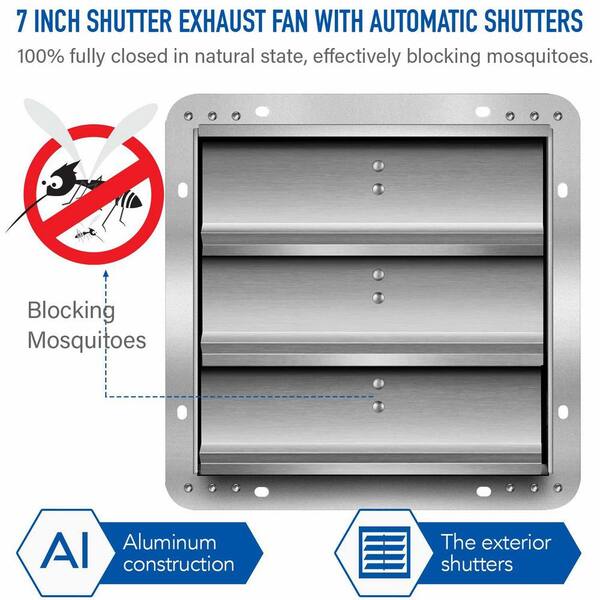 Amucolo 760 CFM 7 in. Silver Aluminum High Speed Gable Mount Shutter  Exhaust Fan with Speed Controller and Power Cord Kit YeaD-CYD0-JKC2 - The  Home Depot