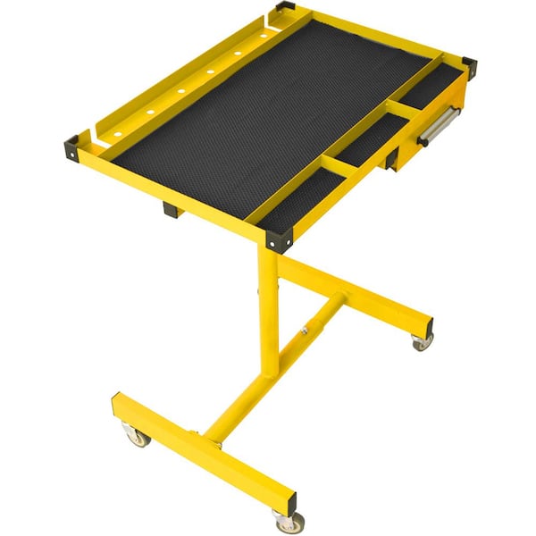 Sudzendf Yellow Portable Adjustable Tear Down Work Table with Drawer for Garages, Repair Shops, 220 lbs. Capacity