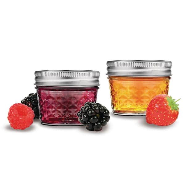 24-Pack Clear Mason Jars 4 oz with Lids and Handles, Bulk Pack