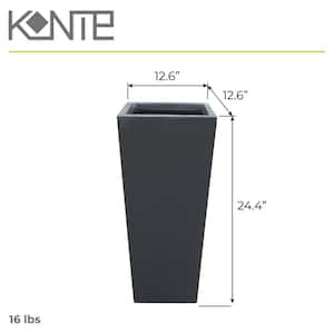 24.4 in. Tall Burnished Black Lightweight Concrete Rectangle Modern Tapered Outdoor Planter