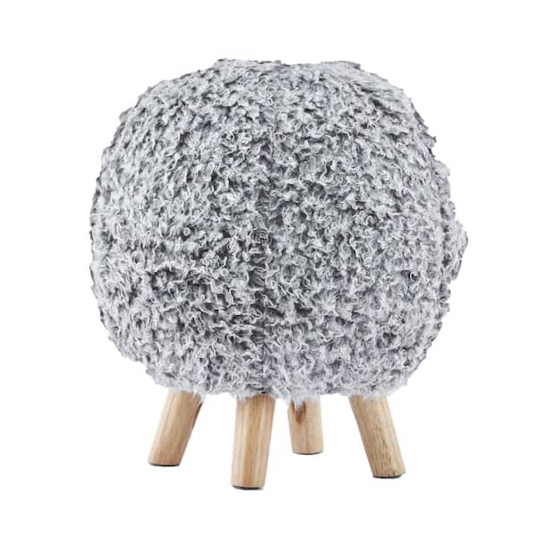 Gray Fabric Polyester Upholstered Ottoman