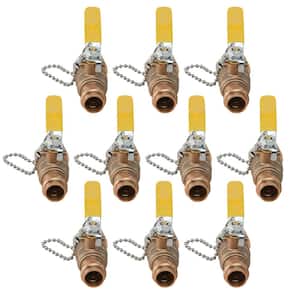 Premium Brass Full Port Hose Ball Valve with Chain and Cap, 3/4 in. Press x 3/4 in. Hose (10 Pack)