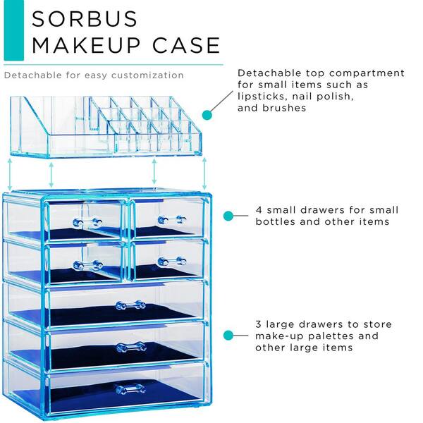 Sorbus Black Clear Makeup Organizer MUP-SET-34BLK - The Home Depot