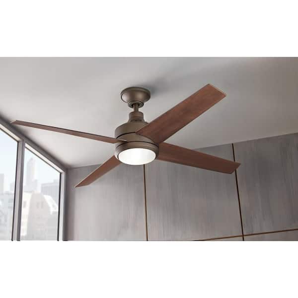 Home Decorators Collection Mercer 52 in. Integrated LED Indoor Oil Rubbed Bronze Ceiling Fan with Light Kit works with Google Assistant and Alexa