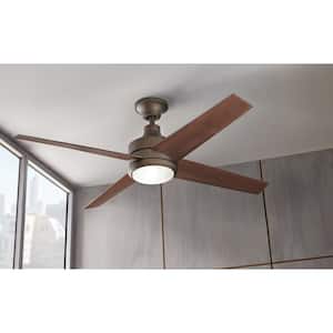 Mercer 52 in. Integrated LED Indoor Oil Rubbed Bronze Ceiling Fan with Light Kit works with Google Assistant and Alexa