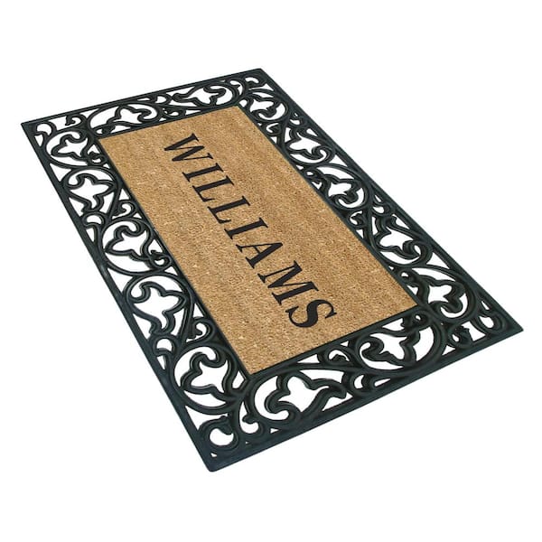 Nedia Home 18015 Rubber Coir 22 x 36 Mat, Acanthus, Personalized