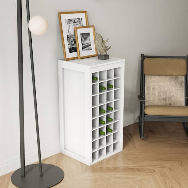 Wilbur 32-Bottle White 15.6 in. W Wine Cabinet with Storage